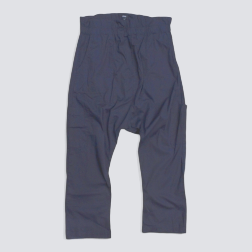 PIETSIE Drop Crotch Paper Bag Fez Pants Gauze Blue Harem Slouchy Slim Leg Crop M